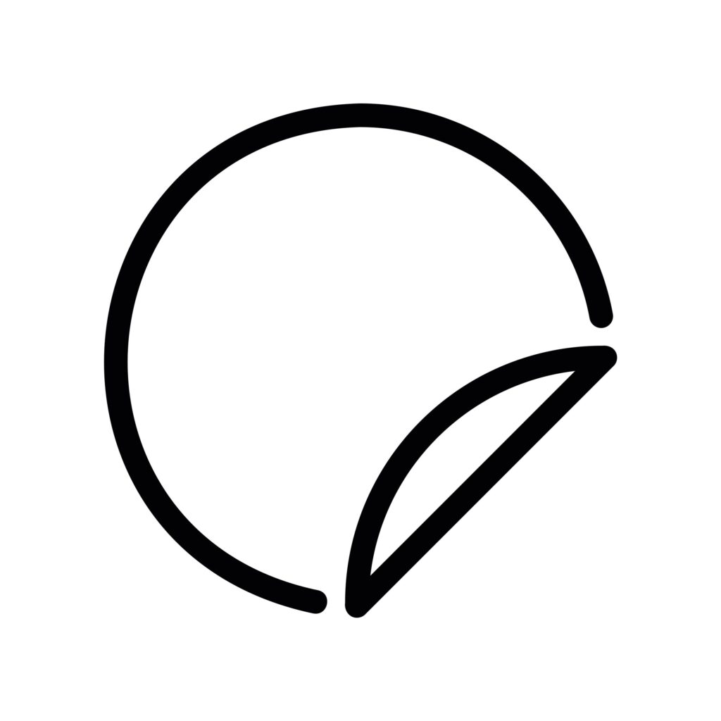 Circular Sticker with a Folded Edge for Peeling Off